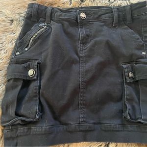 Eighth Sin Denim Art Micro Mini Skirt Goth Size M Black Pockets